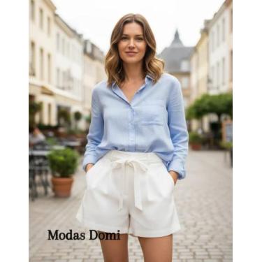 Imagem de Modas Domi- Short Feminino Com Amarração Na Cintura Luis Twill 91112, 