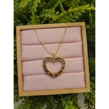Imagem de Colar Zirconias coloridas Banho Ouro 18k - Helenasemijoias 