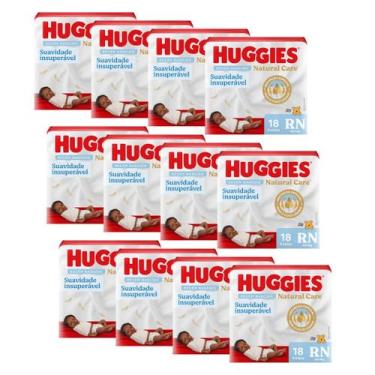 Imagem de Fralda huggies natural care RN recém nascido com 12 pacotes