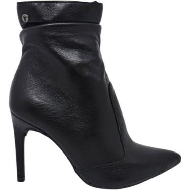 Imagem de Bota Feminina Casual Passeio Festa em Couro Bico Fino Salto Alto Fino 