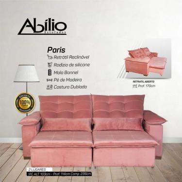 Imagem de Sofá Retrátil e Reclinável Paris Abílio Rosa Seco - Abílio Estofados