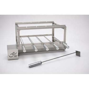 Imagem de Gira Grill 5 espeto inox brinde espalhador de Brasa - infinity grill