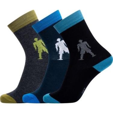 Imagem de Kit de Meias Infantil CR7 Cotton Stretch com 3 Pares Tamanho:35 a 39, 