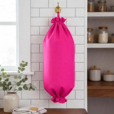 Imagem de Puxa Saco Grande em Tecido Oxford Reforçado Porta Sacolas Plásticas Or