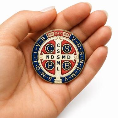 Imagem de Adesivo Medalha de São Bento Colorido Resinado 5 cm - FORNECEDOR 1