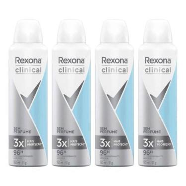 Imagem de Kit 4 und.Desodorante Rexona Aerosol Clinical sem Perfume 150ml - Rexo