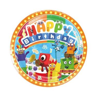 Imagem de Decoração De Festa Com Blocos De Números, Toalha De Mesa, Copo, Prato,