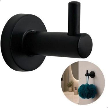Imagem de Gancho Cabideiro Preto Fosco Porta Toalha De Rosto Toalheiro Simples M