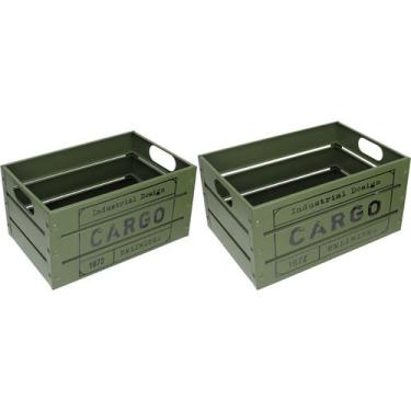 Imagem de Caixa Home&Co Metal Verde 2pçs Cesto Organizador Multiuso para Casa