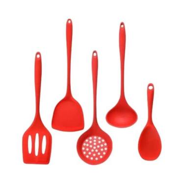 Imagem de Conjunto De Utensílios De Cozinha Em Silicone Verde 5 Peças, Resistent