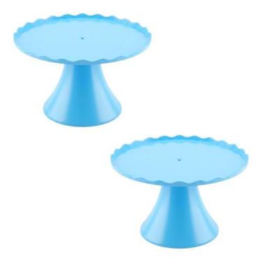 Imagem de Conjunto 2 Suportes para Bolo e Doces Plástico Borda Ondulada 20,5cm -