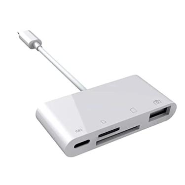 Imagem de Itechnology Adaptador HUB cabo OTG porta lightning com 4 entradas, compatível com conector Lightning e cartão de memória SD, para iPad 5, 6, 7, 8 e 9 de 10.2 polegadas