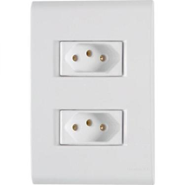 Imagem de Conj 4x2 2 Tomadas 2p+t Tramontina 10 A 250 V Liz Branco