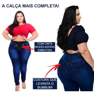 Imagem de Calça Jeans Plus Size C/ Cinta Modeladora Lipo Embutida Dins - Wild