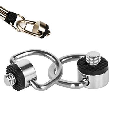 Imagem de Anel em D de aço inoxidável, parafuso articulado, parafuso de fixação da câmera, rosca de 1/4"-20 para câmeras DSLR de tripé para liberação rápida, alça de pulso, pacote com 2