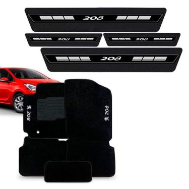 Imagem de Tapete Carpete Bordado + Soleira Peugeot 208 2013 a 2019