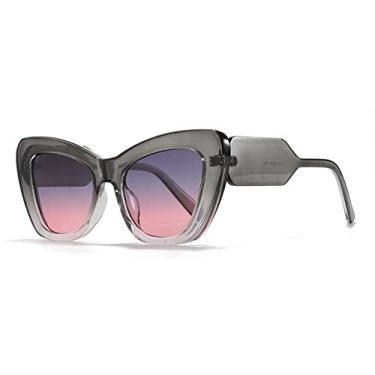 Imagem de Óculos de sol superdimensionados plástico uv400 feminino óculos de sol bicolor fashion feminino óculos de sol exclusivos, cinza roxo, como a imagem