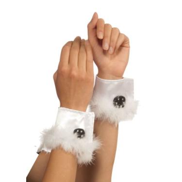 Imagem de Rubie's Punhos de fantasia de coelho com acabamento marabou, Branco, tamanho nico