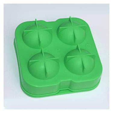 Imagem de Bandeja de cubo de gelo molde de cubo de gelo esférico molde de cubo de gelo uísque coquetel bola de gelo redonda bandeja de gelo para cozinha cor aleatória ferramenta de cozinha molde de cubo de gelo (cor: verde)