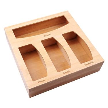 Imagem de Bolsa organizadora de armazenamento de bambu com zíper Feein, bolsa organizadora de armazenamento de alimentos, dispensável para gaveta de cozinha, adequada para galões, quartos, sanduíches e lanches