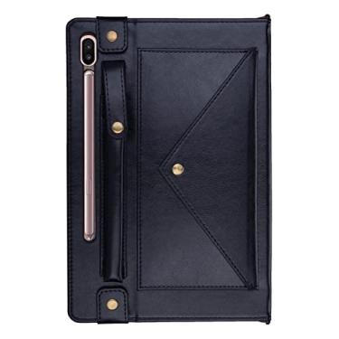 Imagem de ZiEuooo Capa protetora de couro de personalidade única com alça de carteira de cartão de mão para tablet Samsung Galaxy Tab S5e S6 Lite A7 S7 Plus S8 Utlra (azul, Tab S7 11 T870 T875 2020)