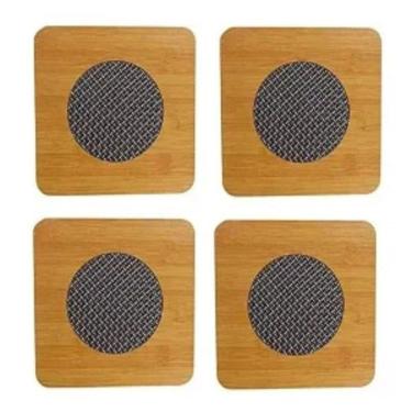 Imagem de 4 Suporte Mesa Descanso De Panela Cozinha Quadrado Em Bambu