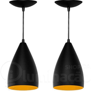 Imagem de Kit 2 Pendentes Vegas (Preto Textura / Amarelo)