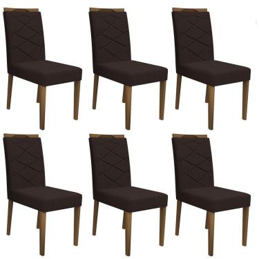 Imagem de Kit 06 Cadeiras de Jantar Lais Veludo Café Lo02 - D`rossi