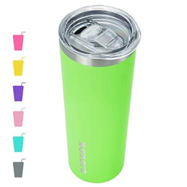 Imagem de BJPKPK Copo skinny de 590 ml com tampa caneca de café de viagem isolada aço inoxidável sublimação copos de água, verde
