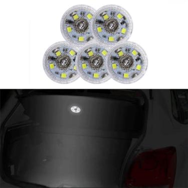 Imagem de Muslogy Luz LED adesiva interior automotiva, pacote com 5 peças, interruptor de toque e luz sensor, luz de leitura noturna portátil, interior do carro com bateria de botão