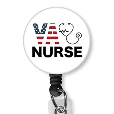 Imagem de Rkvre VA Nurse Caring for America Heroes Nurse Badge Clip Holder Card Holder Nurse Badge Reel Retrátil Identificação Nome Carretéis Jacaré Clip Nylon Cordão Médico Cordão