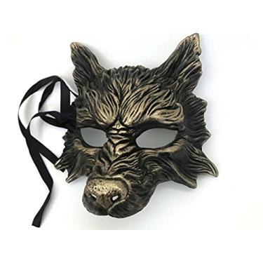 Imagem de Máscara de lobo preto MasqStudio dourado para fantasia de Halloween e festa de cosplay