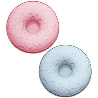 Imagem de Molde redondo de silicone para bolo de 20,32 cm - 2 peças de molde de rosquinha grande, forma de tubo de bolo de chiffon para sobremesa francesa, antiaderente mousse assadeira para bolo savarin