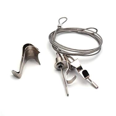 Imagem de XMHF Picture Rail Hanging System Picture Rail Hooks Professional Art Hanging System Picture Display Kit com cabo de aço inoxidável de 1,8 m