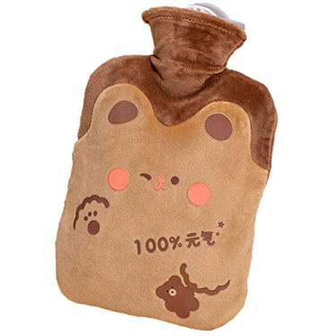 Imagem de Garrafa de água quente com capa de pelúcia macia bolsa de água quente para compressas quentes e frias, aquecedor de pés de mão, ideal para cólicas menstruais, alívio da dor no pescoço e ombro, 2.1000 ml