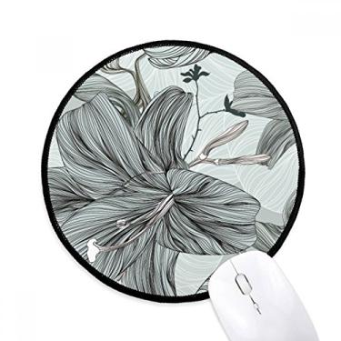 Imagem de DIYthinker Lily Desenho Arte Planta Flor Mouse Pad Desktop Escritório Tapete Redondo para Computador