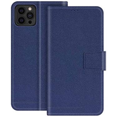 Imagem de MAALYA Capa de telefone flip com 3 compartimentos para cartão, capa carteira resistente a arranhões à prova de choque para iPhone 12 Pro Max (2020) 6,7 polegadas [capa interna de TPU] (cor: azul)