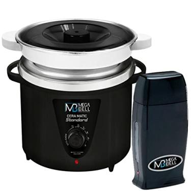 Imagem de Kit Panela Depilação Termocera 900g Com Refil Preta + Aquecedor de Cera Roll-on Preto
