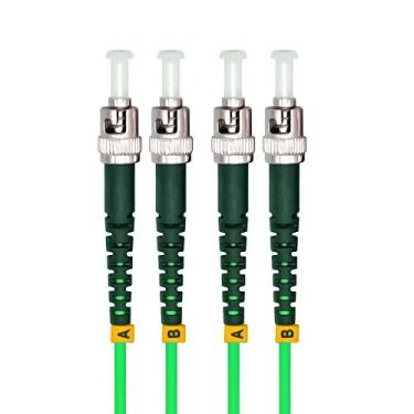 Imagem de Jeirdus Cabo de Fibra Óptica OM5 de 15 metros ST a ST Duplex 40/100 GB Cabo de Fibra Óptica 50/125 Multimodo 15M ST-ST