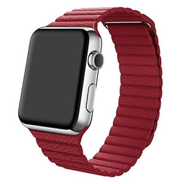 Imagem de Pulseira Couro Loop LTIMPORTS, compativel com Apple Watch 42mm Series 11/10, 41mm Series 9/8/7, 40mm Series 6/5/4/SE e Apple Watch 38mm Series 3/2/1 (Vermelho)