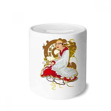 Imagem de DIYthinker Caixa de moedas de cerâmica com caixa para dinheiro Dezoito Arhats