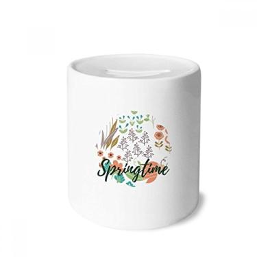 Imagem de DIYthinker Caixa de moedas de cerâmica para caixa de dinheiro com tinta de flor laranja branca para presente de cofrinho