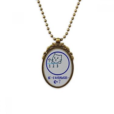 Imagem de DIYthinker Círculo de matemática com ilustração de gato antiga, colar com pingente de contas vintage