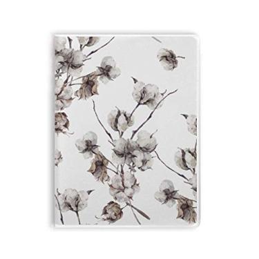 Imagem de Caderno de flores brancas, desenho de plantas, capa de chiclete, diário de capa macia