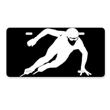 Imagem de DIYthinker Placa de carro patinação preta silhueta esporte inverno acessório de aço inoxidável para decoração de carro