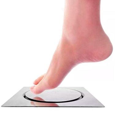 Imagem de Ralo click 15x15cm quadrado em aço inox sistema inteligente para banheiro