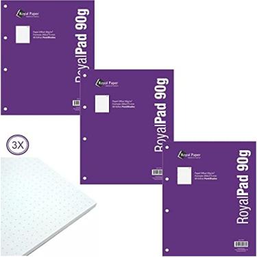 Imagem de Folhas de Fichario 90g Kit com 3 Blocos Pontilhados Universitario RoyalPad