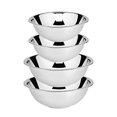 Imagem de Conjunto 04 Bowls Tigelas em Aço Inoxidável Prata Cozinha Completa Multiuso Útil