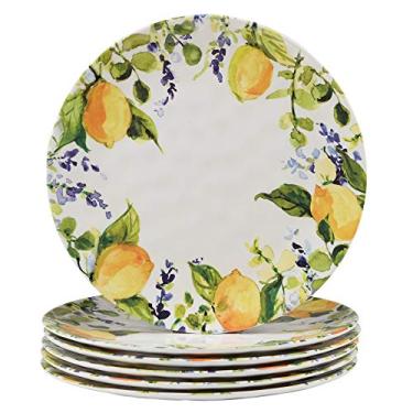 Imagem de Certified International Pratos de jantar de melamina Lemon Zest de 28 cm, conjunto de 6, multicolorido