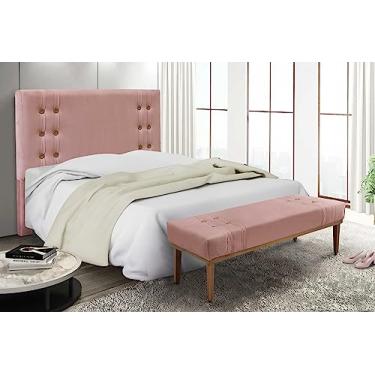 Imagem de Kit Cabeceira e Recamier Sofá Divã Dois Lugares Calçadeira 1,4 M Artemis (veludo rosa)